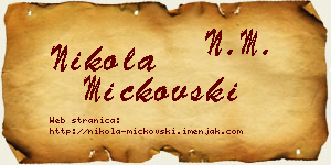 Nikola Mickovski vizit kartica